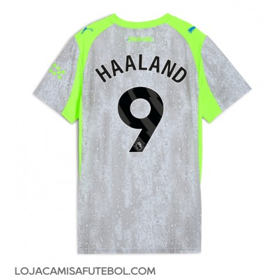 Camisa de Futebol Manchester City Erling Haaland #9 Equipamento Alternativo Mulheres 2025-26 Manga Curta Camisa de Futebol Manchester City Erling Haaland #9 Equipamento Alternativo Mulheres 2025-26 Manga Curta
